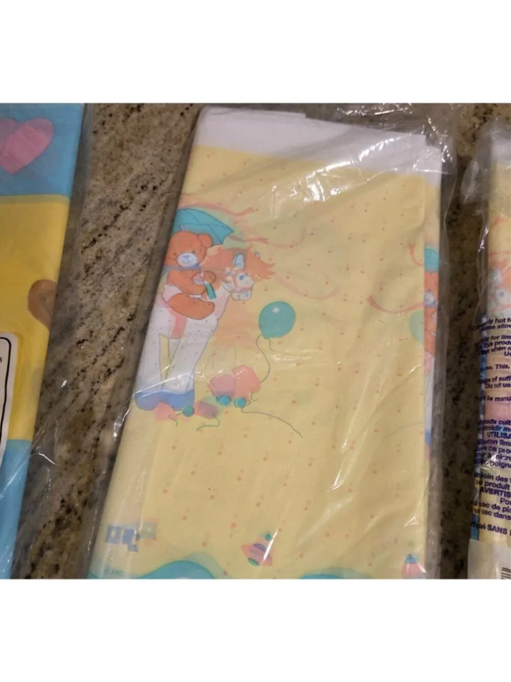 Vtg 80's 90's Lot of 4 Baby Shower Tablecloth Bear Heart Pony & 240 Napkins